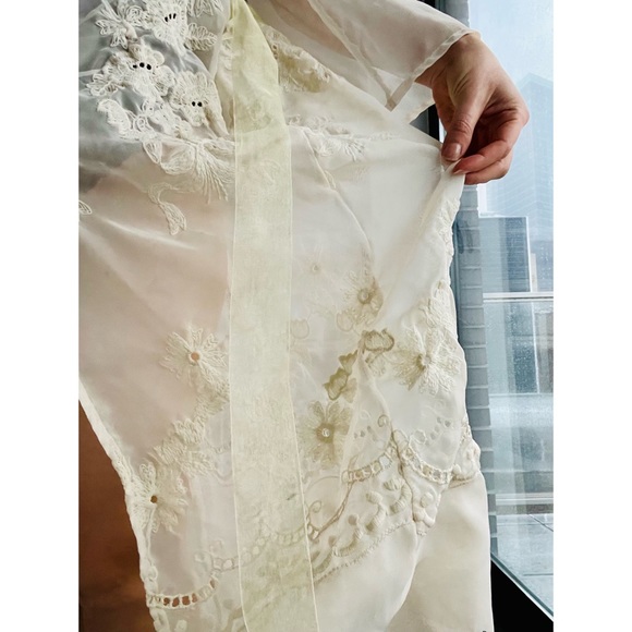 McClintock Sheer Sleeve Floral Embroidery Long Intimates - Picture 9 of 14